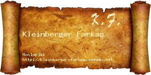 Kleinberger Farkas névjegykártya